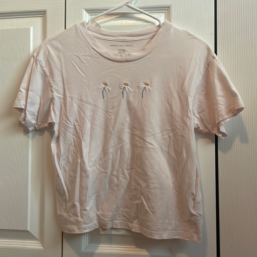 american eagle white short sleeve shirt